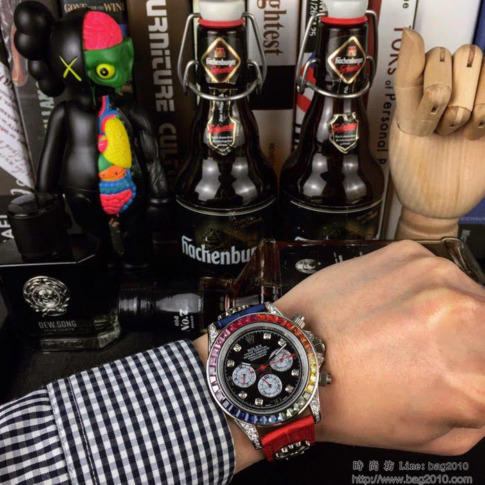 ROLEX勞力士 迪通拿 限量紀念版 佛羅倫斯克羅心錶帶 藍光鍍膜鏡面 奢華彩鑽圈口 男士腕表  wssb5148